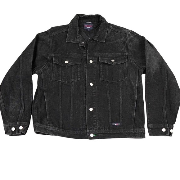 Tommy Jeans Other - Y2K Tommy Jeans Denim Jacket Men XL Black Trucker‎ Cotton Classic Logo Western